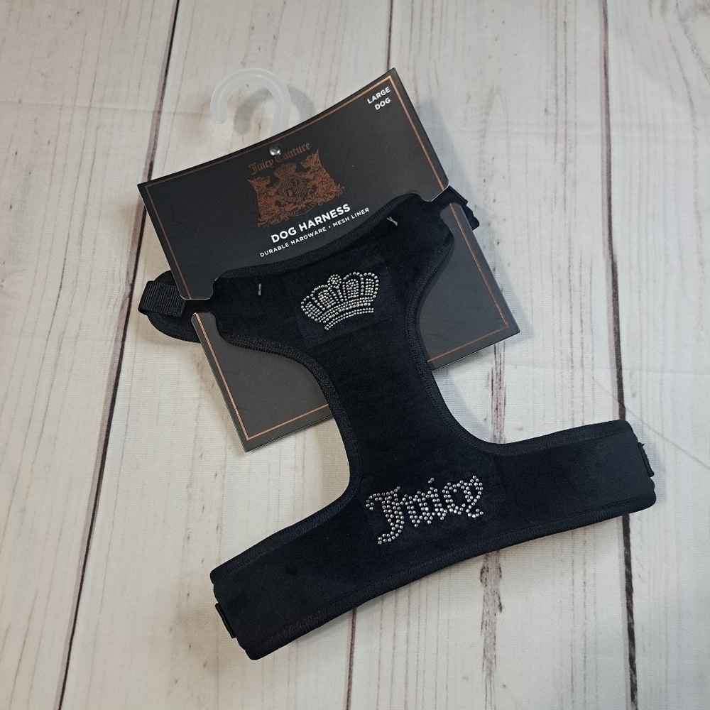 2 FOR 20 SALE Juicy Couture Velour Black Dog Harness Size Large